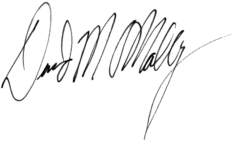 black signature of Dave O'Malley